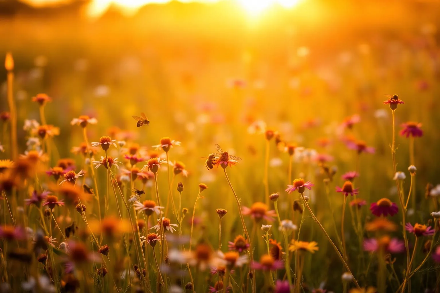 A butterfly resting on a wildflower in soft afternoon light
